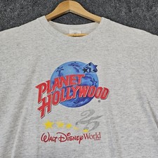 Vintage 1991 Planet Hollywood Walt Disney World Gray T Shirt Mens Large USA made