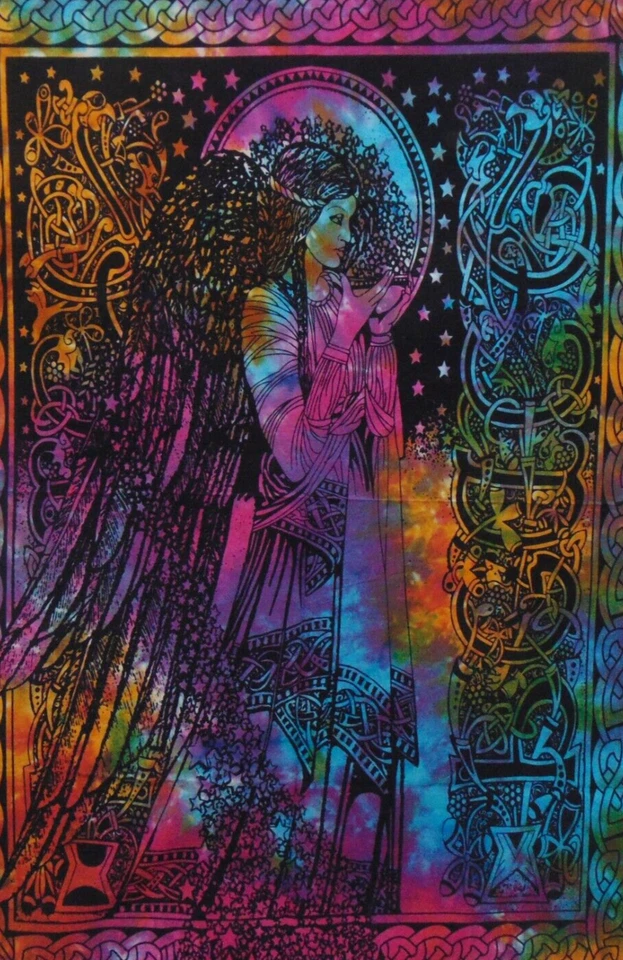 Cotton Printed Blessing Angel Indian Tapestry Home Decor Poster 40x30 Inches - Image 2 of 3