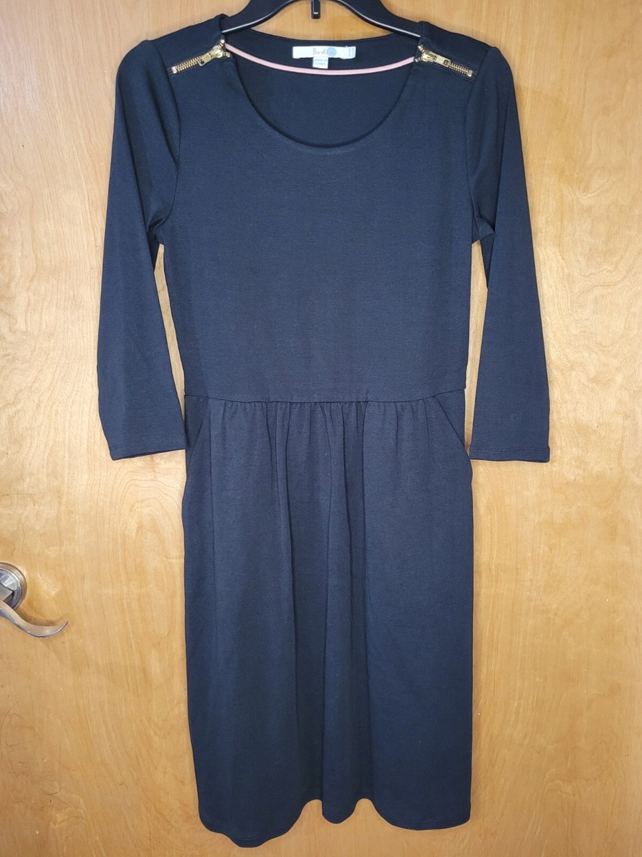 boden knee length dresses Janie Day Dress Shoulder Zip A-Line Black Women’s Size 6 Women's dresses