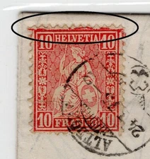 Switzerland 1875 10Fr on folded cover Altdorf Sarnen ERROR VARIETY