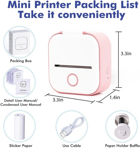 Wireless Mini Pocket Printer Bluetooth Thermal Printer Inkless + Sticker Paper - Picture 4 of 23