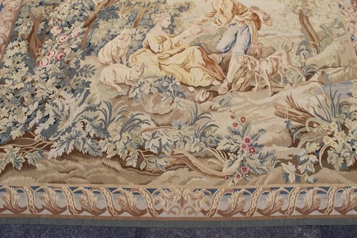 Vintage Hecho a Mano Francés Diseño Original Lana Verde Aubusson Tapiz 186x180cm - Picture 4 of 19