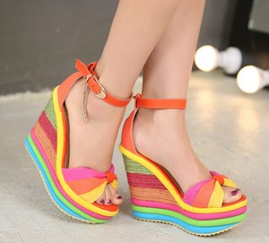 rainbow wedge heel shoes