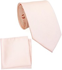 3.2" Men's Solid Color Regular Necktie and Pocket Square Set Standard Width