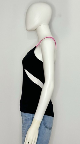 Lucky In Love Womens Tennis Tank Top S Black Pink White Scoop Neck - Picture 5 of 8