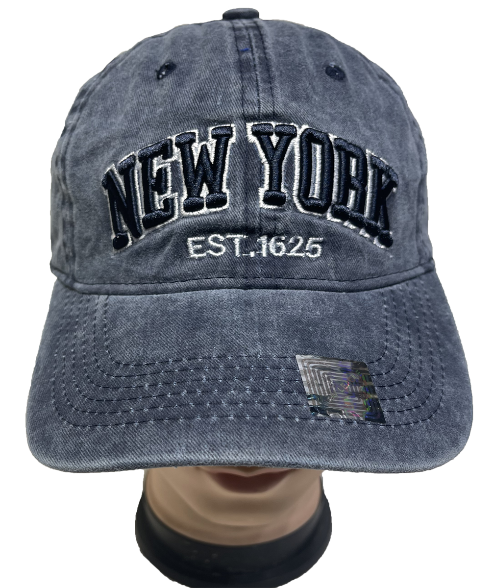 New York EST 1625 Denim 100% Cotton Washed Cap Adjustable New York EST 1625 Denim 100% Cotton Washed Cap Adjustable