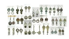 Steampunk Earrings Gears Nickel Free Dangle Hooks Metallic Jewelry Handmade Punk