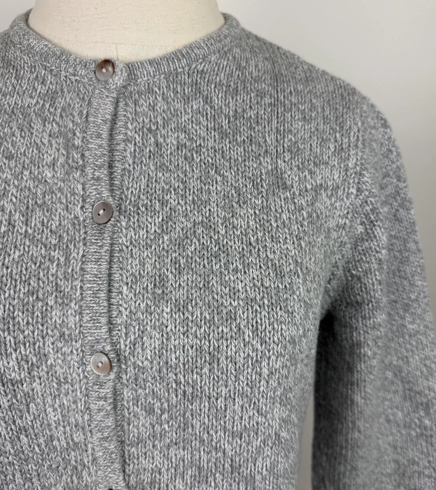 Винтажный LL Bean кардиган свитер женщин маленький вересковый серый хлопок вязаный минимальный - Изображение 3 из 4
