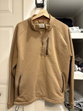 Tom Beckbe Brown Fleece 1/4 Zip Pullover Sweater Mock Neck M Long Sleeve