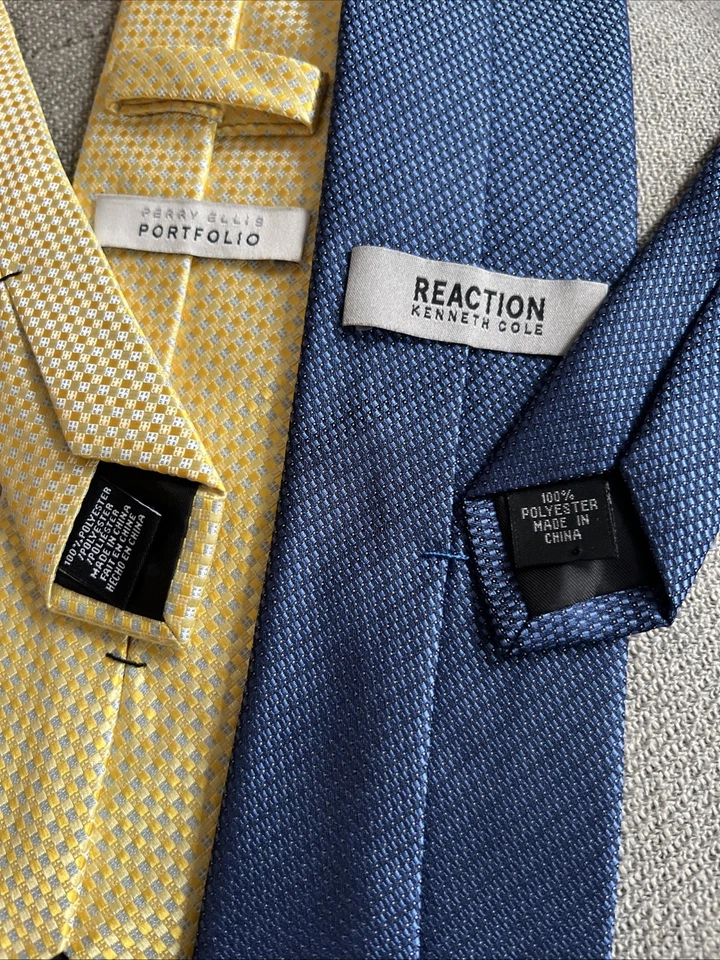 Lot of (2) Mens Neckties- Blue & Yellow - 1 Perry Ellis & 1 Kenneth Cole 2 for 1 - Image 3 of 4