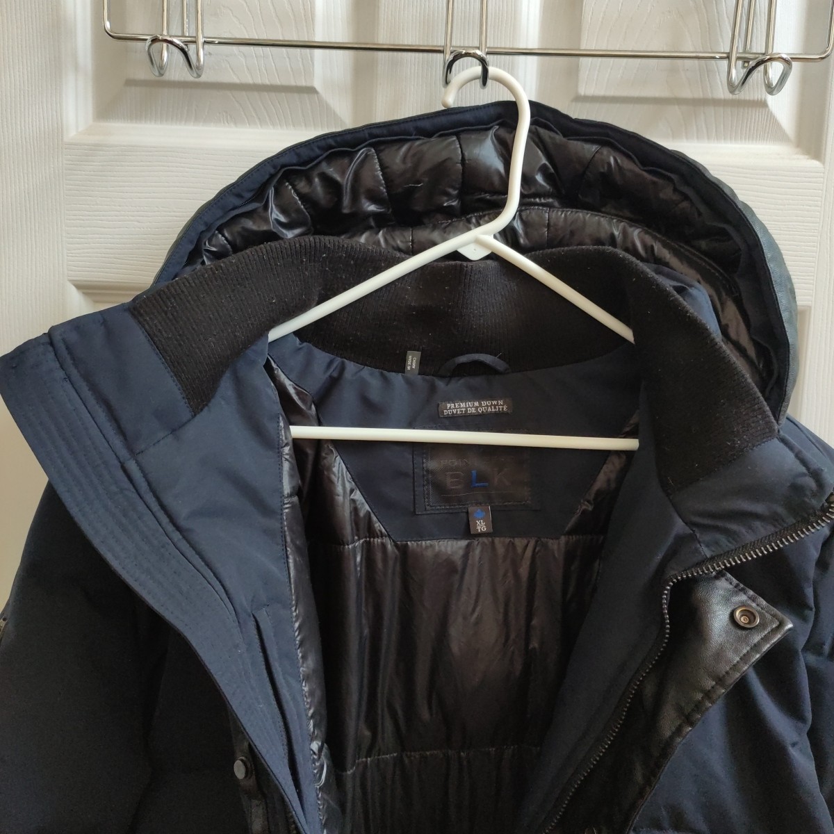 Point Zero Down Jacket Faux Leather Trim Men's XL Navy image 9