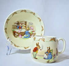 Vintage Bunnykins Royal Doulton Fine Bone China Child Bowl Cup Two Pc Set