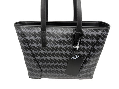 OMTO Thora Large Vegan Leather Tote Bag, Waterproof, Fits 14  Laptop, Gray