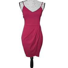 Lulu's Women's Size Medium Burgundy Cami V-neck Ruched Bodycon Dress