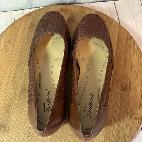 Trotters Loafer 6W Woven Brown Leather Slip On Dress Shoe Comfort Flats - Picture 5 of 14