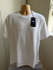 Image of HUGO BOSS P-TAUT 25 REG FIT PERFORMANCE STRETCH TEE WHITE SZ SML BNWT RRP £119🤩