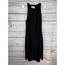 Lauren Ralph Lauren Black Midi Dress Sheath Classic Career Event Ruffle 14 Strap