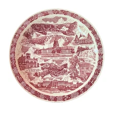 West Virginia 10” Vintage Maroon & White Decorative Collector Plate Made In USA