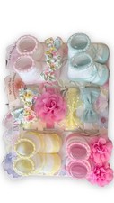 8 Pcs Gift Set Headwraps and Booties 0-12 Months