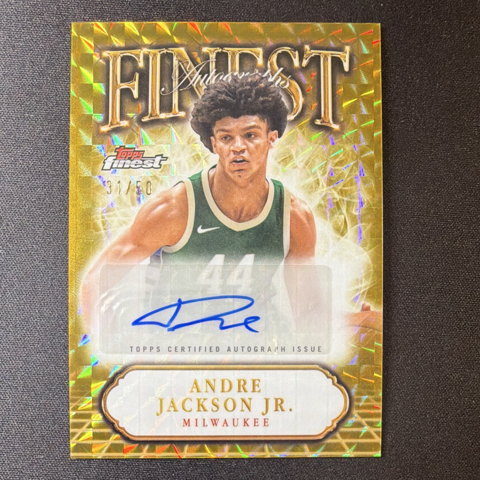 Topps 2024-25 Finest Basketball Andre Jackson Jr. FA-AJ Auto Gold /50 Bucks