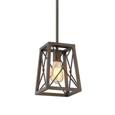 Farmhouse Pendant Light, 1-Light Metal Wire Cage Hanging Lantern, Oil Rubbed