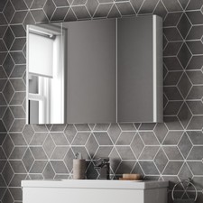 White Gloss Triple Door Mirror Cabinet 650 x 900mm Modern Bathroom Storage