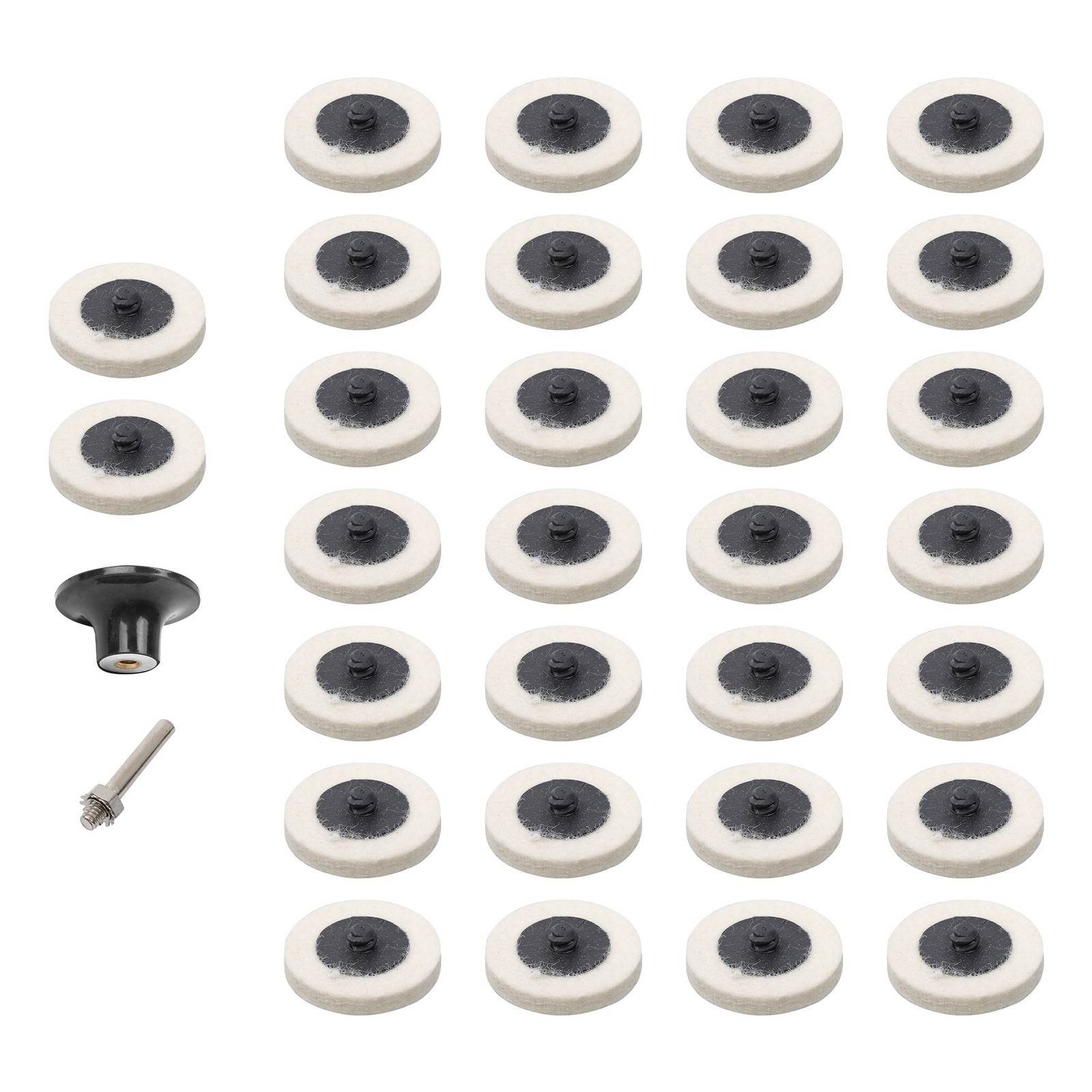 30 Pcs 2 Inch Wool Disc Polishing Buffing Pads Wheels Pad Holder with 1/4" Shank