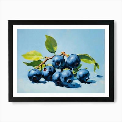 Blaubeerstillleben Gemälde Abstr gerahmt Wandbild Poster Leinwanddruck Bild