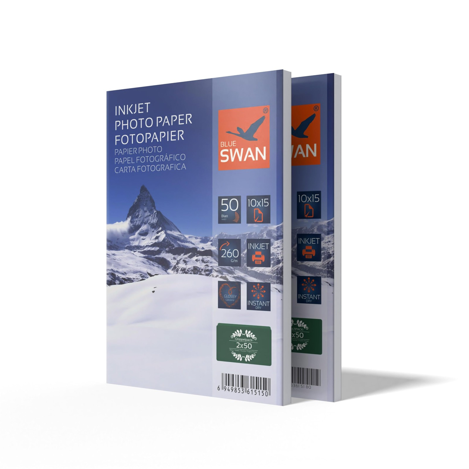 BLUE SWAN Carta Fotografica Lucida 10x15cm, 260gsm, 100 Fogli (2 (Y1d)