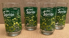 Sets of 4 1970s Enjoy Sprite Glasses / Coca Cola Co. / Made in Canada
