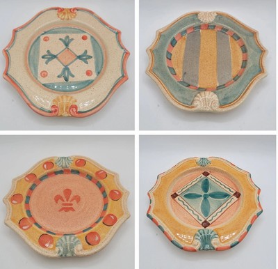 Horchow Medici Salad Plates Neiman Marcus 9.5'' Hand Painted in Italy Set of 4