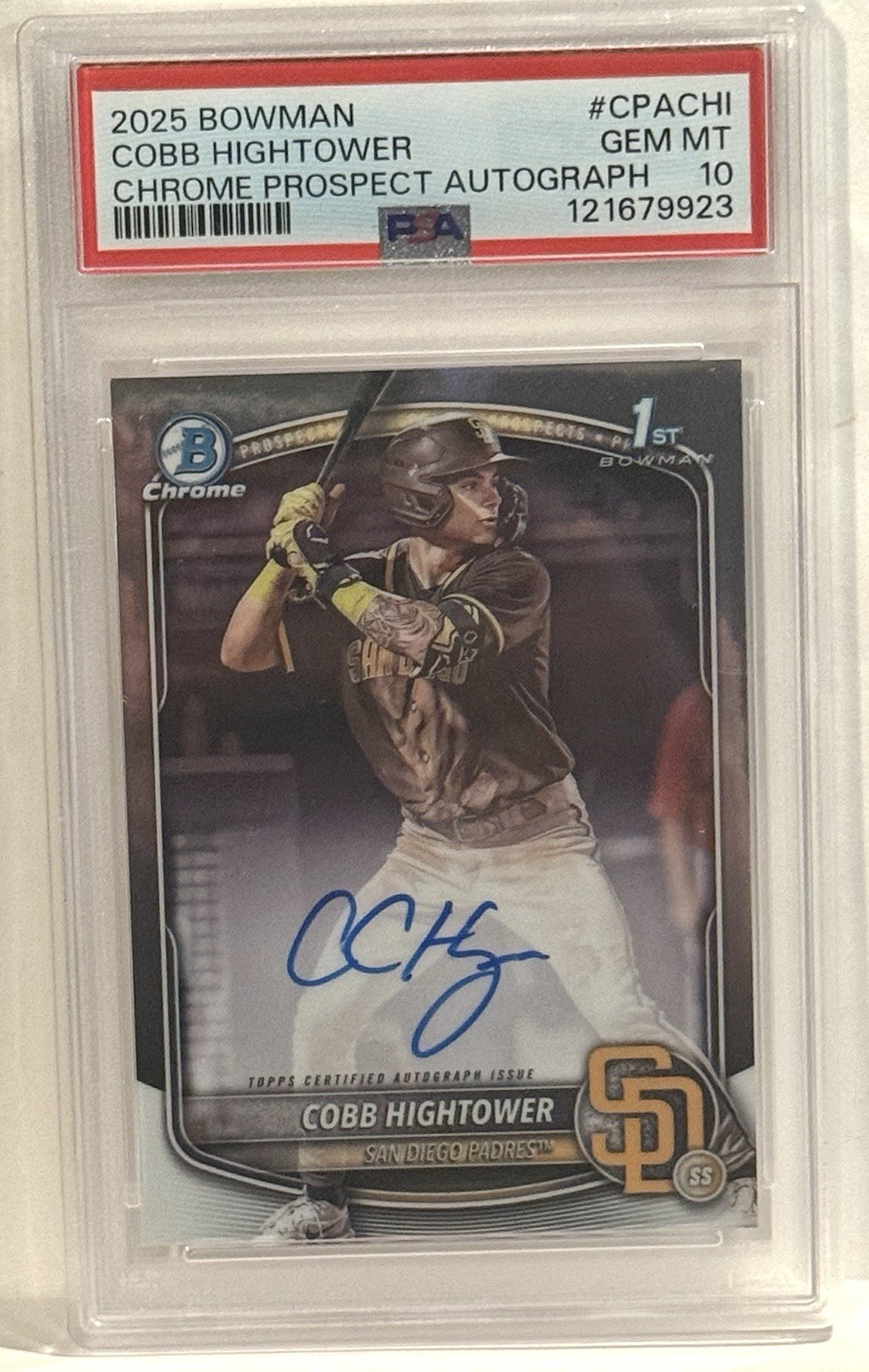 2025 BOWMAN CHROME PROSPECT “1st” ON CARD AUTO #CPACHI COBB HIGHTOWER PSA 10