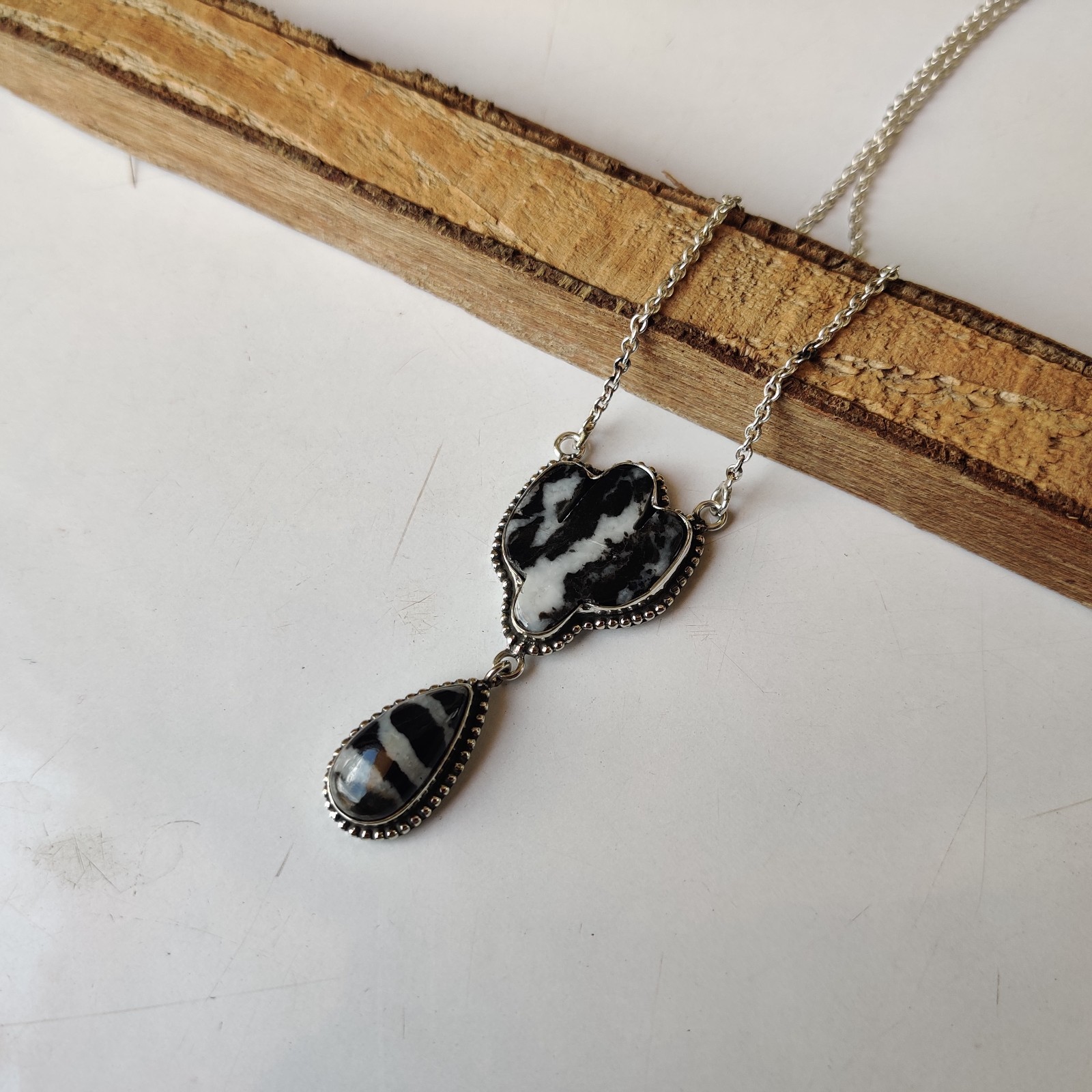 Natural Buffalo Turquoise Gemstone 925 Sterling Silver Chain With Pendant BT1058