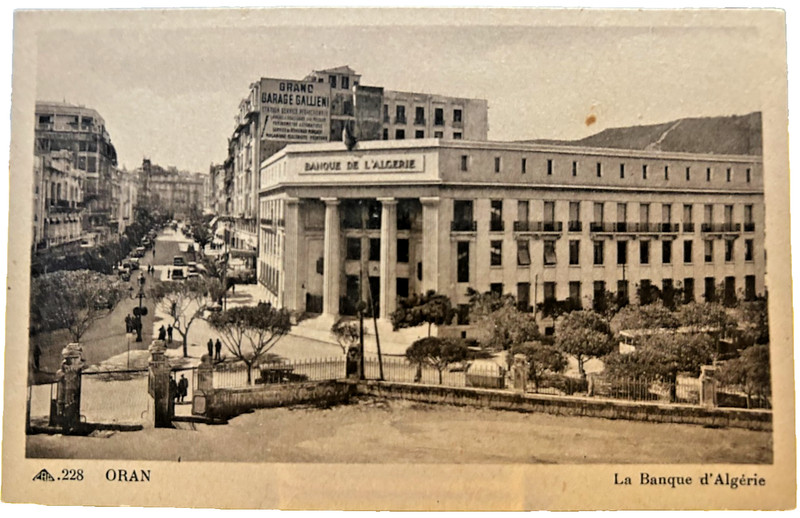 Antique postcard: The Bank of Algeria, Oran, Algeria, 1907, excel cond, unposted