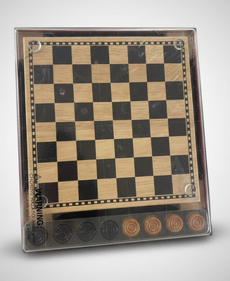 The Woodfield Collection Wooden Chess & Checkers Set Brown/Black Strategy