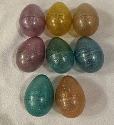 Lot 8 Vtg Hallmark Merry Miniatures SPARKLE  BRITE Easter Egg Containers Plastic