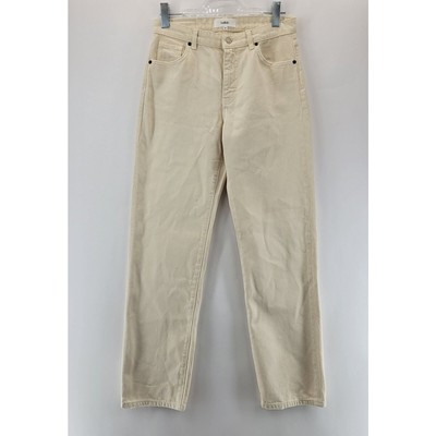 ba&sh Erell Pants Ecru Womens 6 38 NEW Straight Leg Cotton Designer Full Length