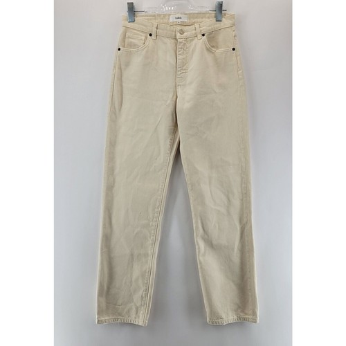ba&sh Erell Pants Ecru Womens 6 38 NEW Straight Leg Cotton Designer Full Length