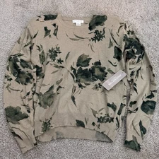 Jones New York Vintage NWT Lambswool Angora Sweater Womens - Sz L Floral Beige
