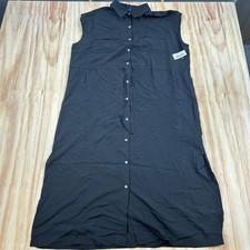 Old Navy NEW Dress Womens L Black Tank Dress Maxi Button Strappy Adjustable