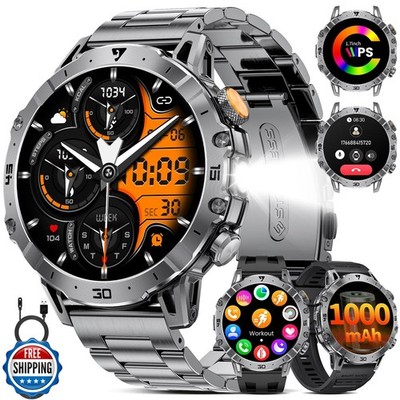 Smart Watches for Men 1000mAh Battery/Flashlight/3 Straps, 1.7'' U