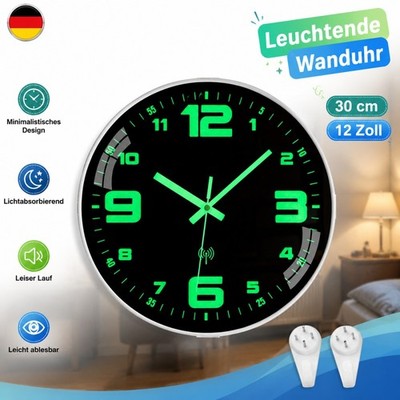 Leuchtende Funkwanduhr 30cm Modern Lautlos Minimalistisches Design Ohne Ticken