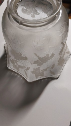 Vintage Frosted Etched Scalloped Glass Chandelier Shade Sconce Home Decor - Picture 5 of 13