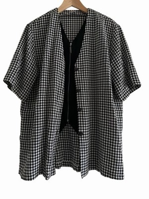 Tru Vintage 90er Damen Hemdbluse Kariert Schwarz/Weiss Gr.: 42/XL