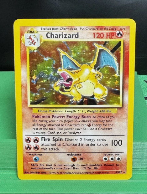 Pokemon TCG Charizard 4/102 Base Set Shadowless Holo Rare 1999 Vintage WOTC