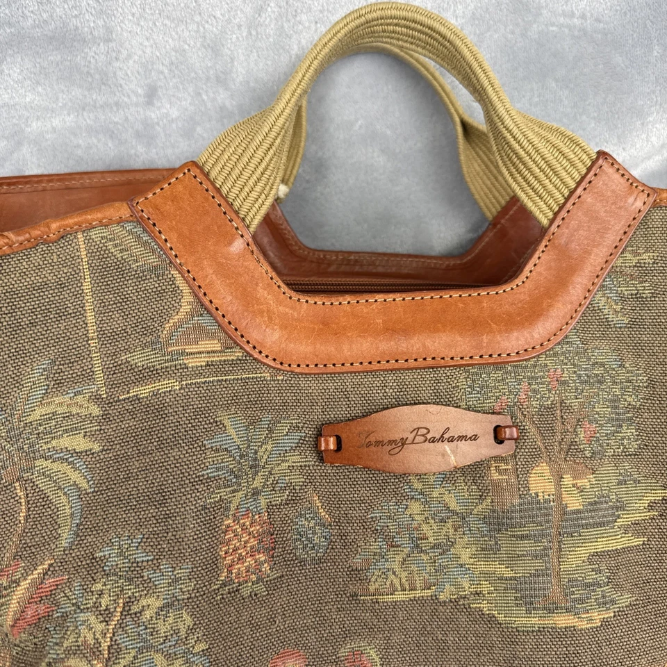 Bolso de viaje clásico vintage Tommy Bahama Palms tapiz grande lona para pasar la noche Foto 2 de 4