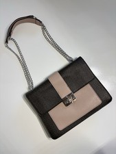 GUESS Monogram Convertible Shoulder Bag Brown Blush Pink