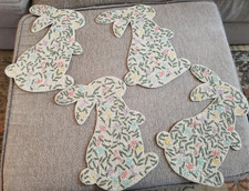 Tahari Home Easter Bunny Rabbit 15in Shaped Beaded Placemats S/4