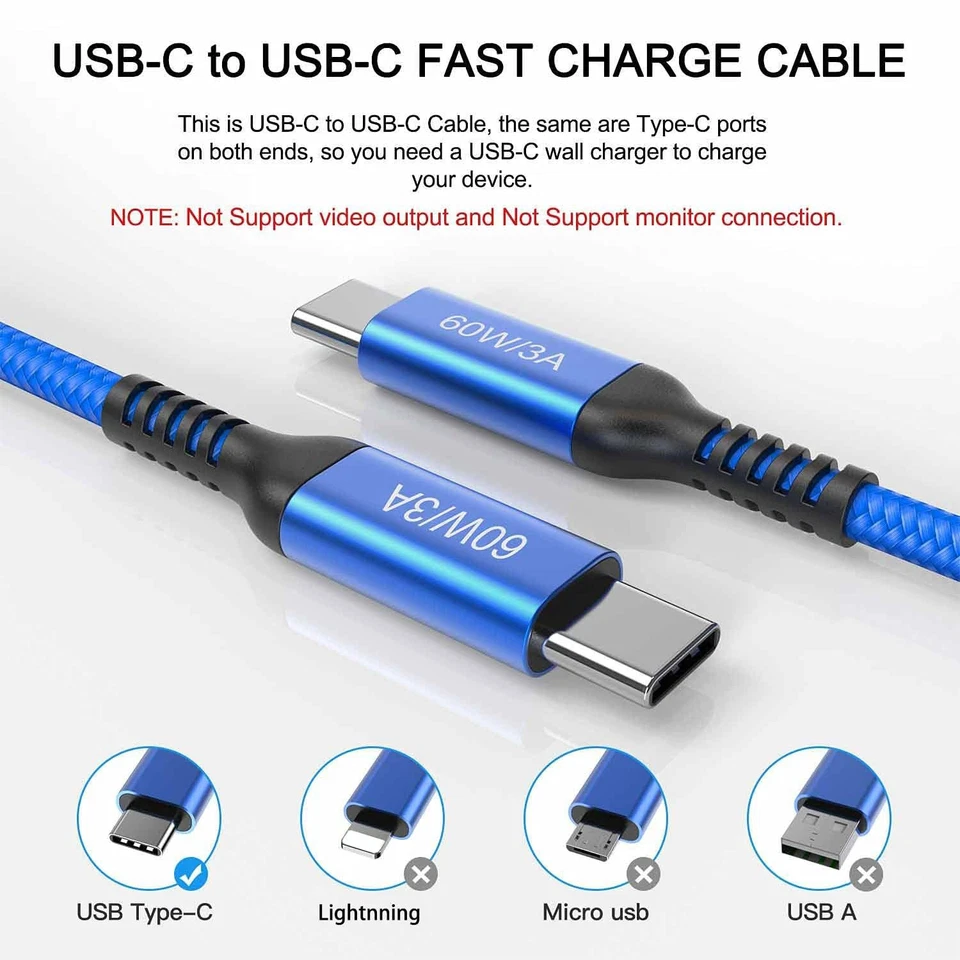 15ft USB C to USB C Cable Long [2 Pack] Awnuwuy 60W Type C Charger Super Fast... - Image 4 of 4