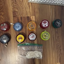 LOT OF 9 VINTAGE DUNCAN, YOMEGA, YO-YO s 1990 With Extra Strings